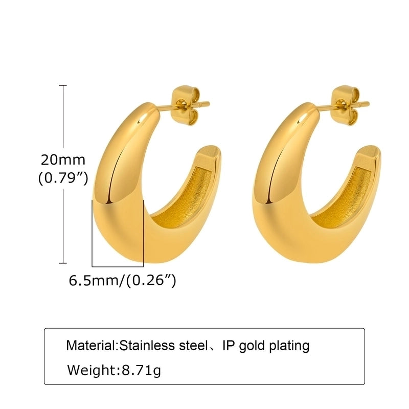 1 Pair Minimalist C Shape Plating Stainless Steel Ear Studs