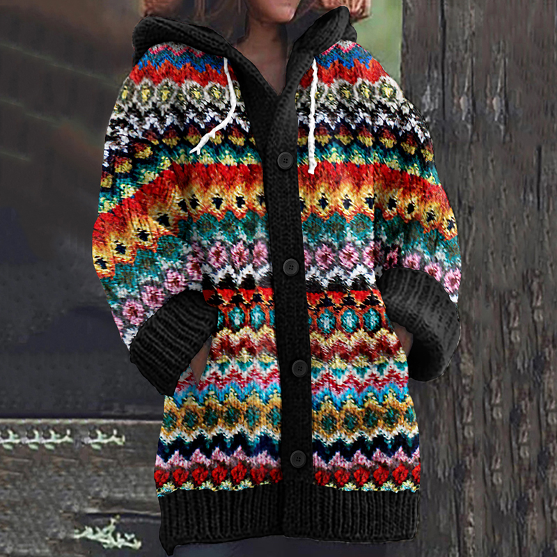 Vintage Tribal Icelandic Pattern Cozy Cardigan Sweater