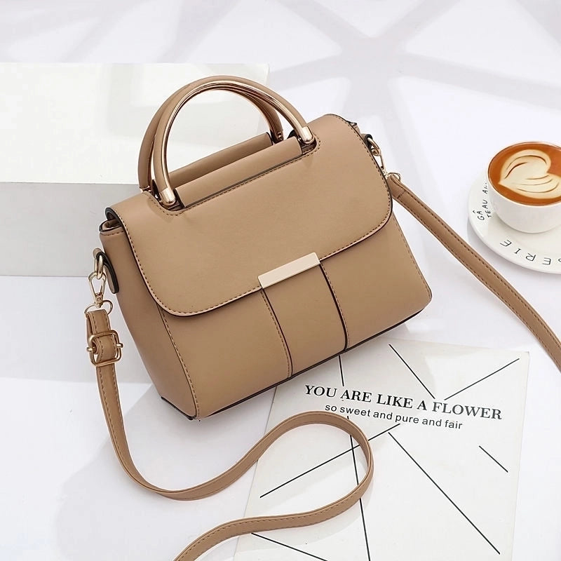 Women's Medium Pu Leather Solid Color Fashion Square Flip Cover Crossbody Bag