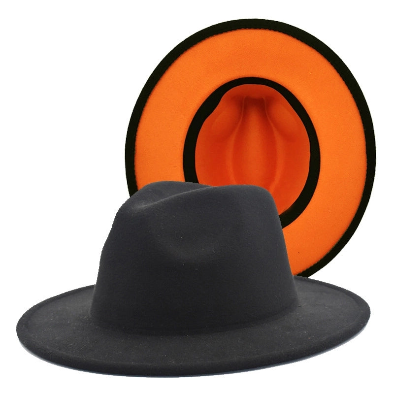 Popular Two-color Woolen Hat Women's Fashion Wide-brimmed Felt Hat Hat Jazz Hat Men