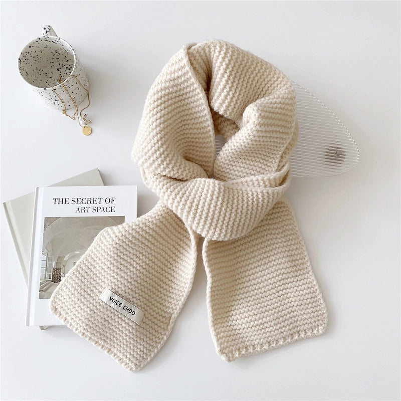 New Solid Color Scarf Women's Winter Warm  Versatile Knitted Long Thickened Student Wool Scarf