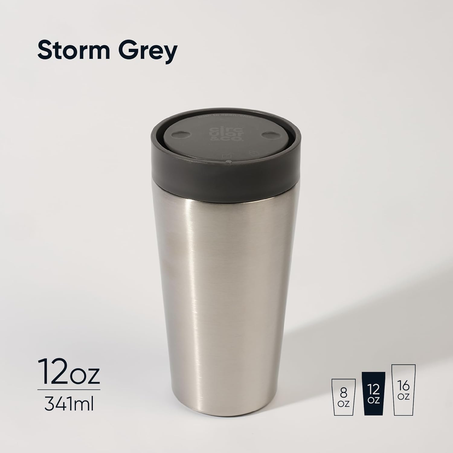 Circular & Co Thermal Stainless Steel Travel Mug - 8oz/227ml - Insulated Reusable Coffee Cup - 100% Leakproof & Lockable - 6 Hours Hot/Cold - Push Top, One Hand Open, 360 Drinking Coffee Tumbler