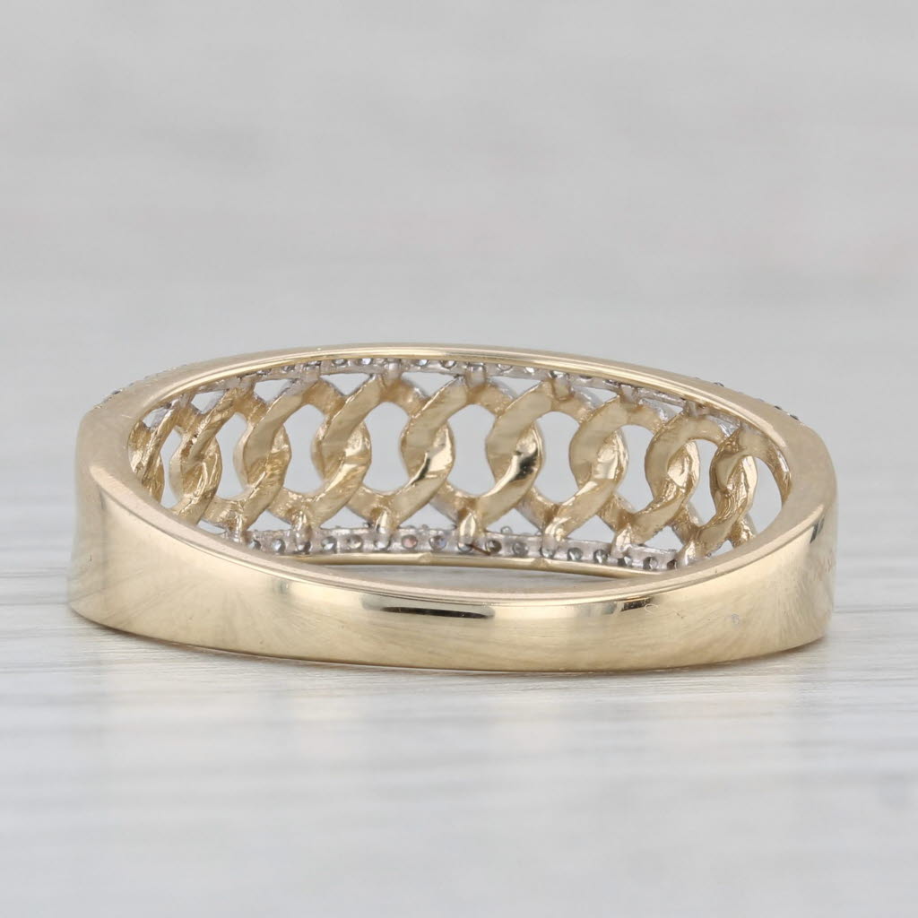 0.12ctw Diamond Linked Circles Ring 10k Yellow Gold Size 11 Band
