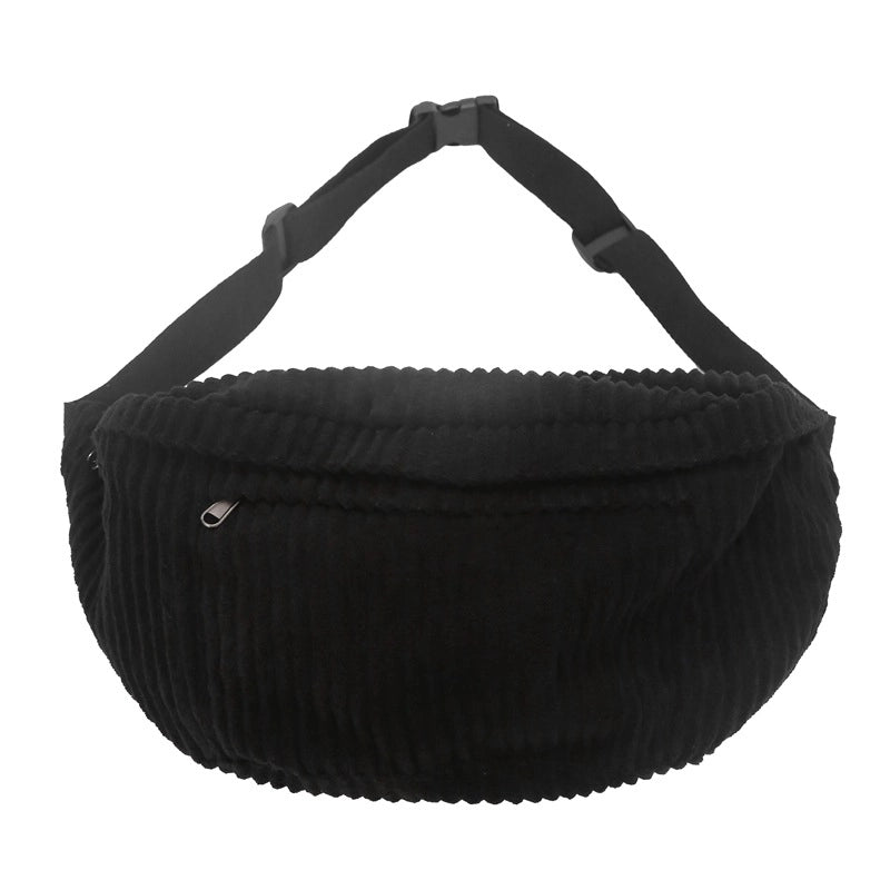 Unisex Corduroy Stripe Solid Color Basic Cloud Shape Zipper Shoulder Bag