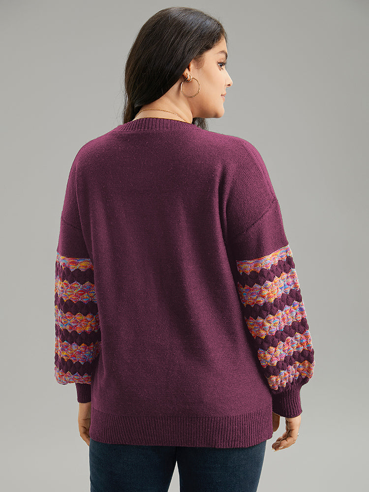 Heart Heather Patchwork Crew Neck Pullover
