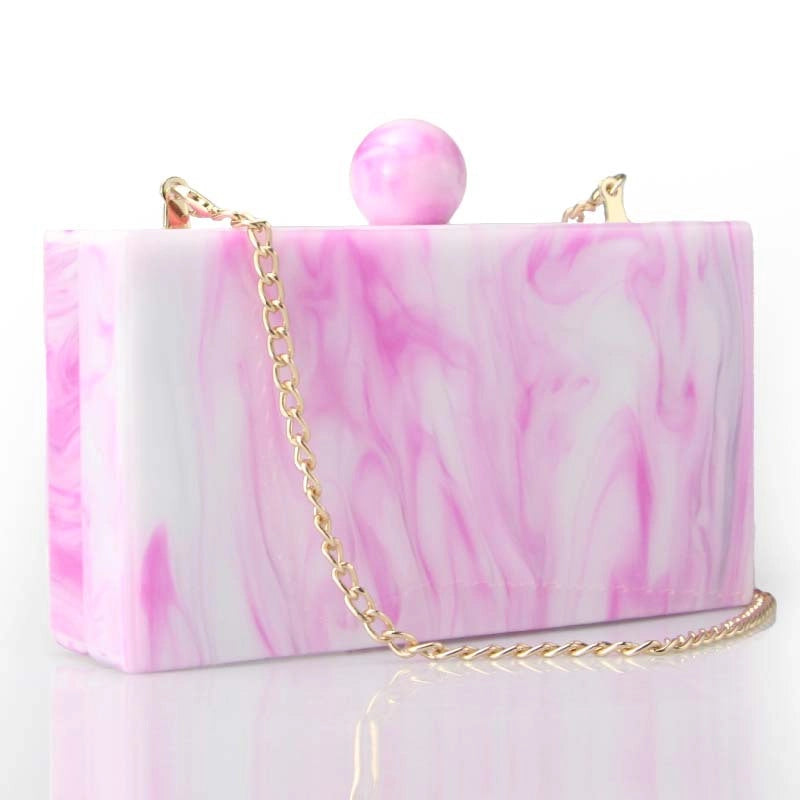 Pink Sky Blue Yellow Arylic Marble Square Evening Bags