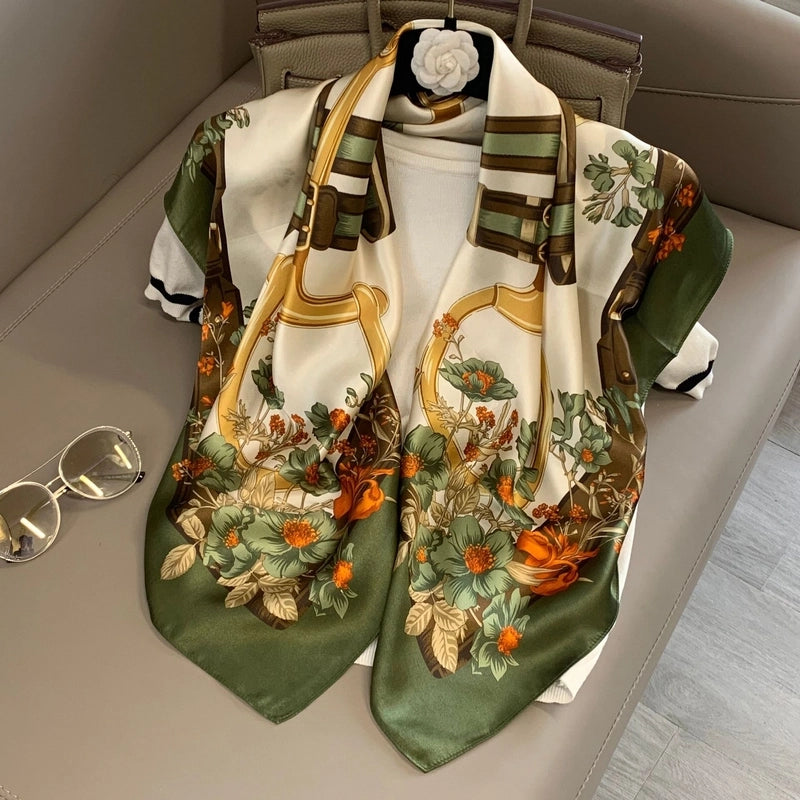 Women's Elegant Minimalist Printing Silk Printing Silk Scarf