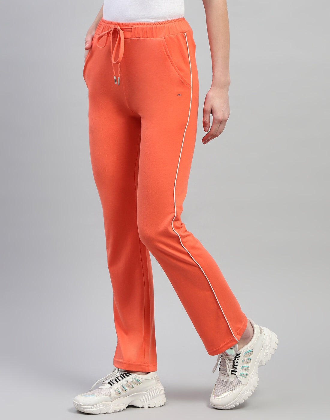 Women Orange Solid Regular Fit Lower