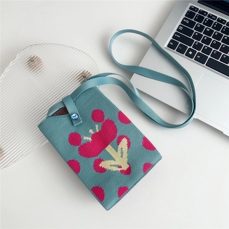 Women's All Seasons Knit Animal Cute Bucket Buckle Phone Wallets