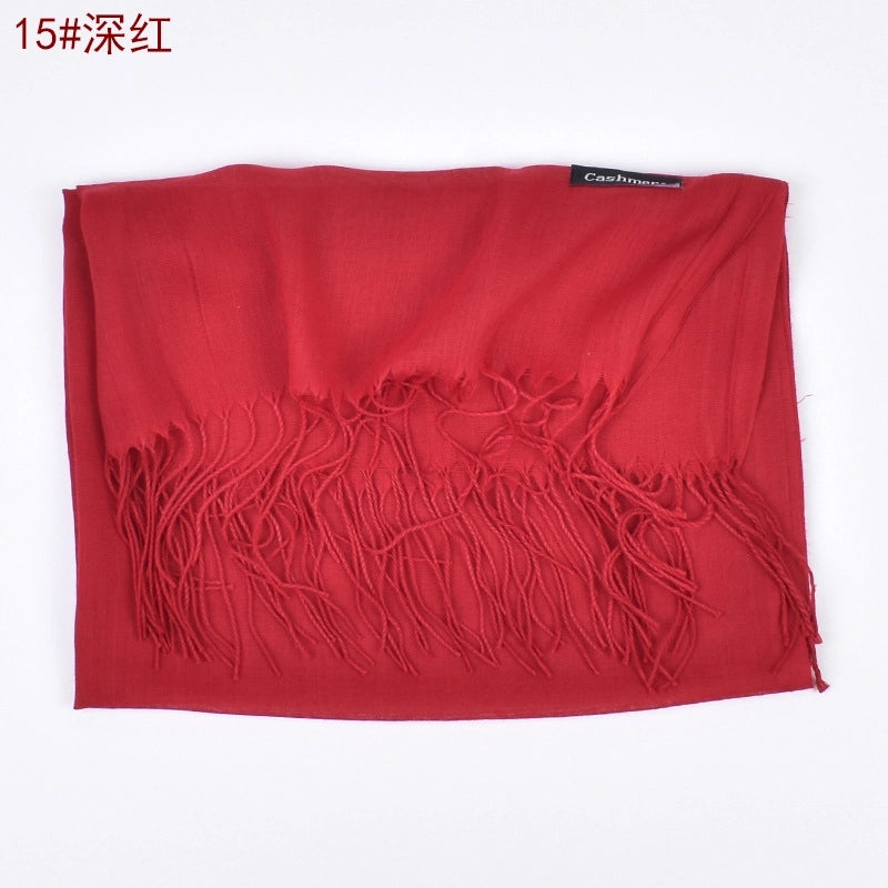 Women's Fashion Tassel Solid Color Imitation Cashmere Winter Scarves