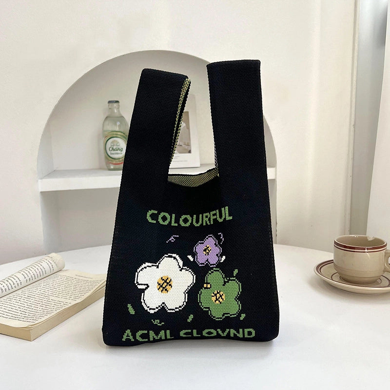 Women's Medium Polyester Flower Basic Vintage Style Square Open Shopping Bags