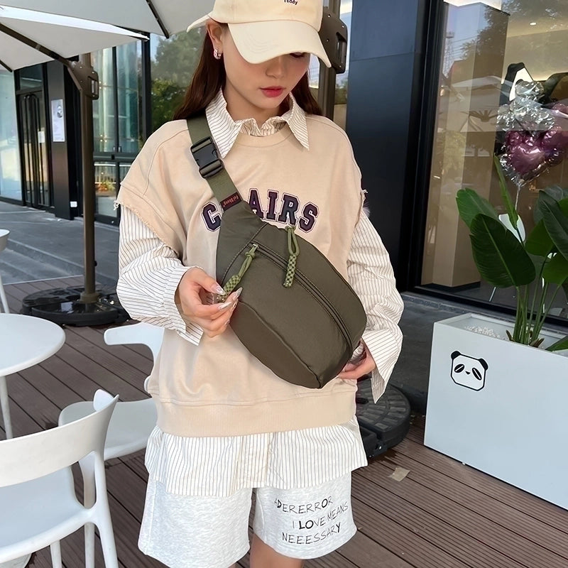 Women's Men's Preppy Style Streetwear Sports Solid Color Nylon Waist Bags