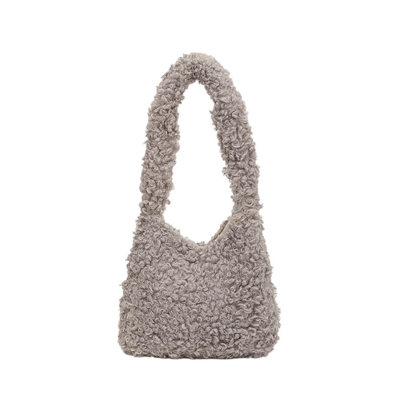 Women's Medium Plush Solid Color Streetwear Square Magnetic Buckle Shoulder Bag