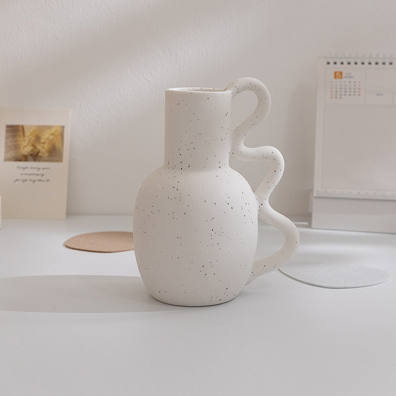 Zorion White Ceramic Kettle-shaped Vase