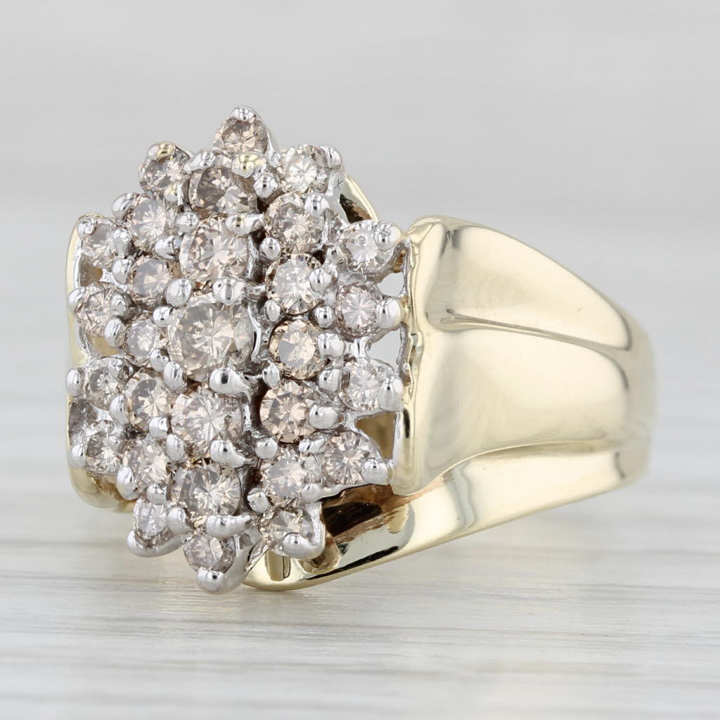 0.90ctw Diamond Cluster Ring 10k Yellow Gold Size 6.75