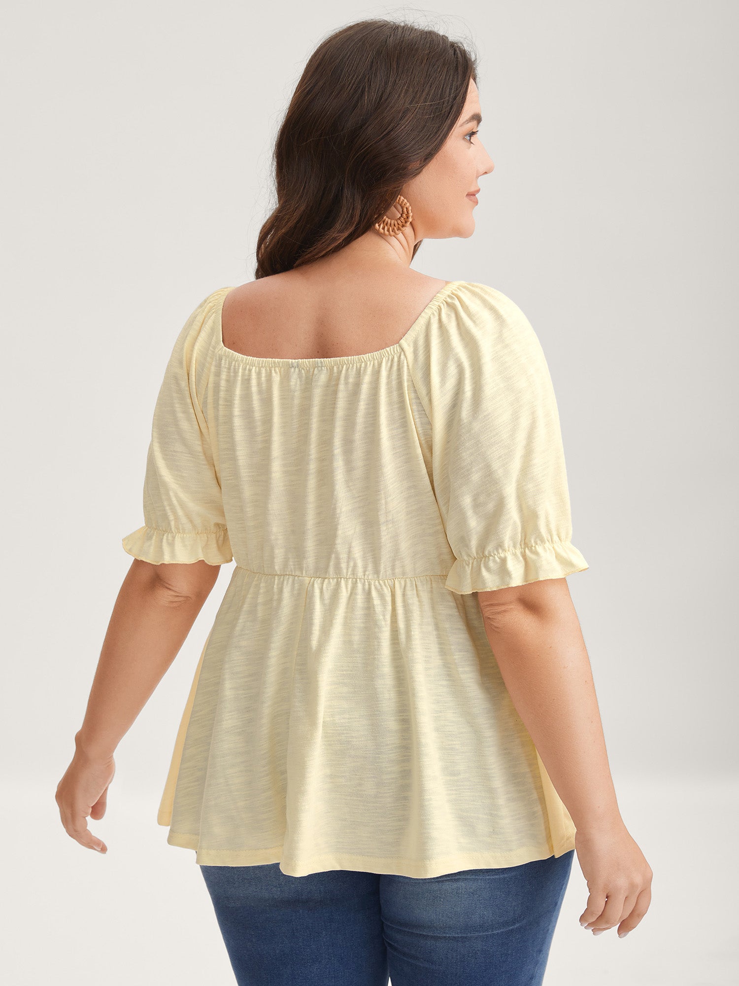 Boho Embroidery Surplice Neck Babydoll Top