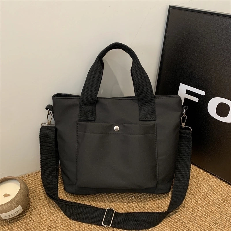 Women's Nylon Solid Color Basic Zipper Shoulder Bag
