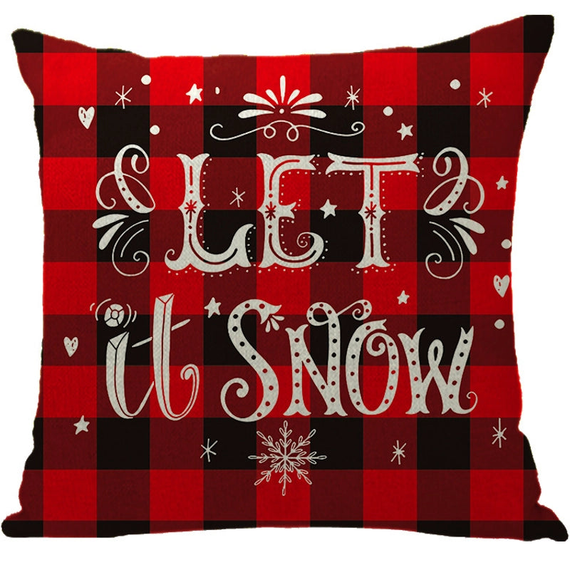 Fashion Letter Snowflake Elk Linen Pillow Cases