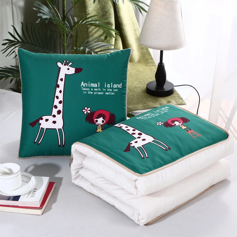 Pillow Quilt Dual-use Two-in-one Four-season Universal Car Thin Cushion Sleeping Blanket Activity Gift Printing
