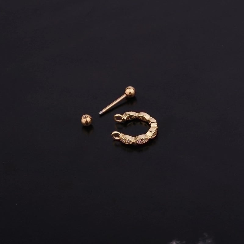 Ear Cartilage Rings & Studs Fashion U Shape 316L Stainless Steel  Copper Inlaid Zircon
