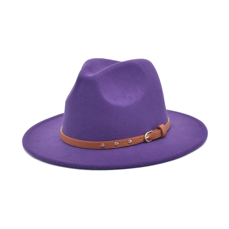 Autumn And Winter New Woolen Jazz Hat Women's Outdoor Travel Fedora Hat Men's Hat Top Hat
