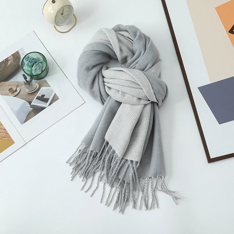 Cashmere Scarf Women's Winter Hot Imitation Cashmere Scarf Men's Shawl  Thickened Double-sided Wool Scarf
