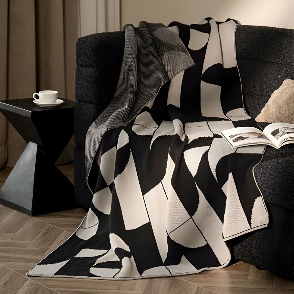 Monochrome Geometric Throw Blanket