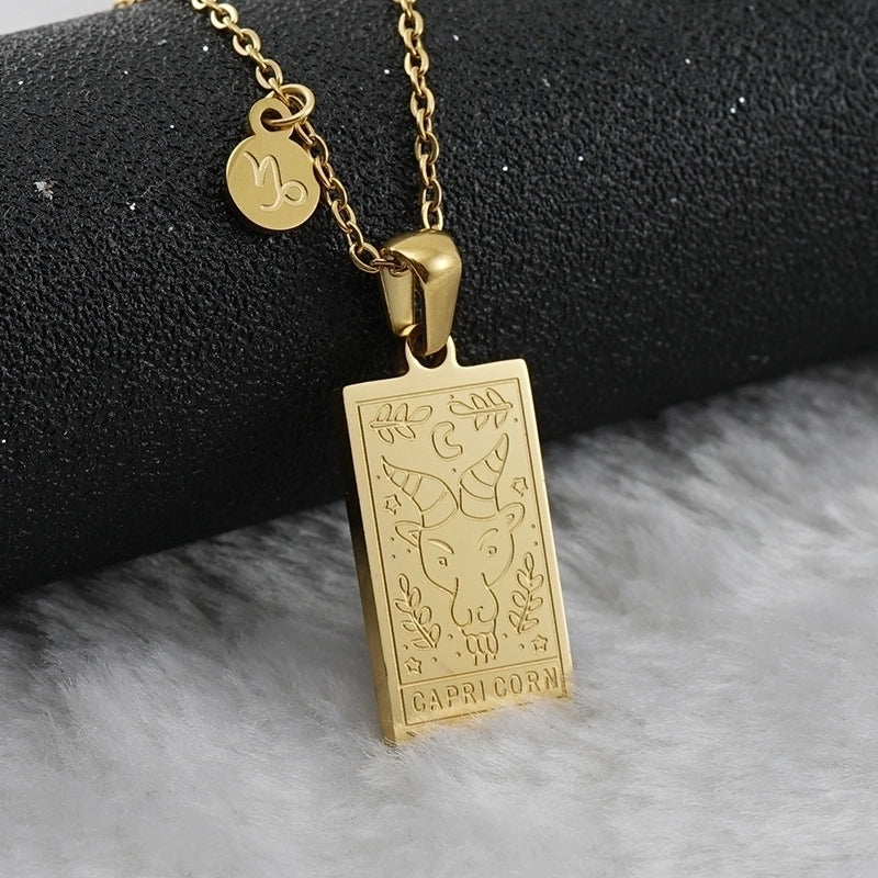 Fashion Square Constellation 304 Stainless Steel 18K Gold Plated Plating Stainless Steel Necklaces