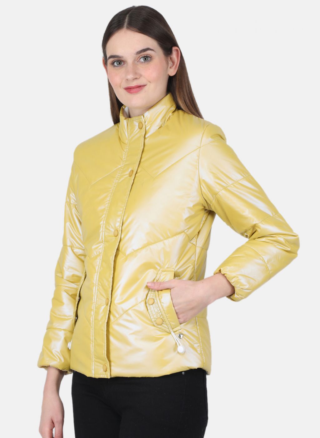 Women Mustard Solid Jacket