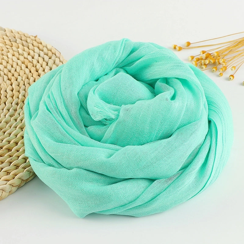Women's Sweet Solid Color Cotton Silk Scarves