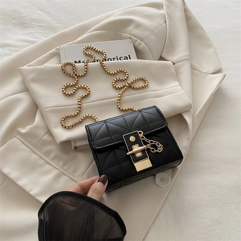 Women's Pu Leather Solid Color Basic Lock Square Lock Clasp Shoulder Bag Crossbody Bag Square Bag