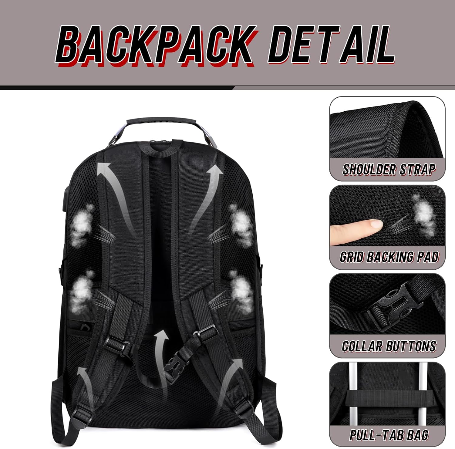 Z-MGKISS Travel Backpack, 50L Extra Large Travel Laptop backpack, Travel Backpack for Men Women with TSA Airline Approved Luggage Bussiness Backpack, Black