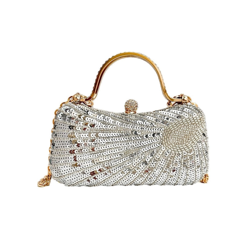 Silver Gold Black PVC Solid Color Sequins Square Evening Bags