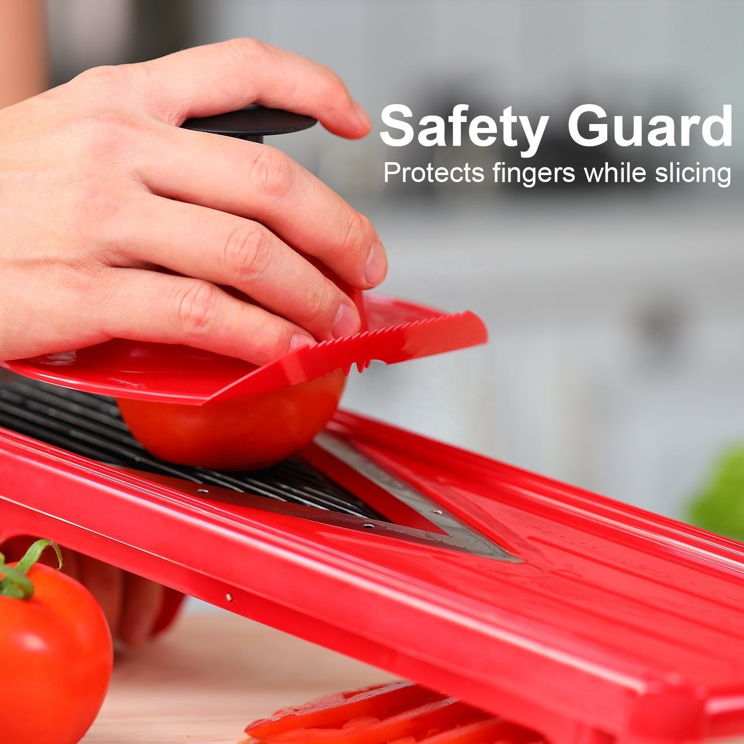 Multifunctional V-shaped slicer with hand guard