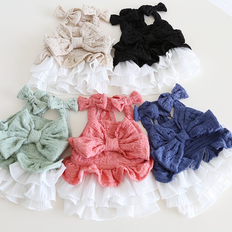 Sweet Big Bow Dog Cat Chiffon Dress