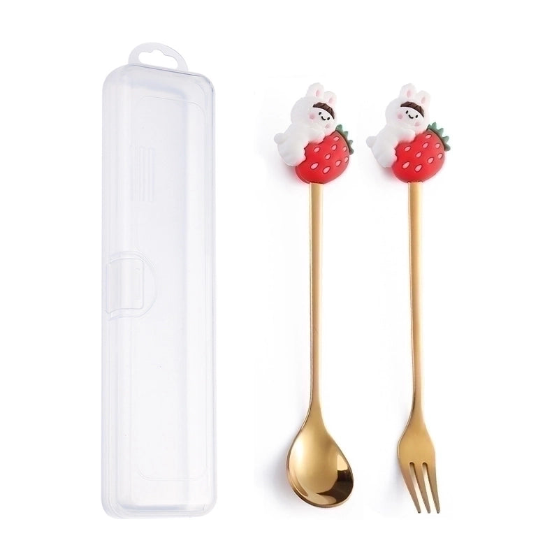Christmas Cute Animal Santa Claus Stainless Steel Tableware 2 Pieces