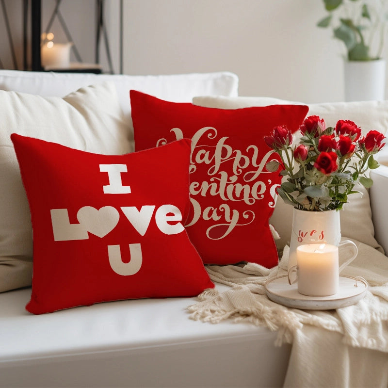 Valentine'S Day Minimalist Letter Plush Throw Pillow Pillow Cases Couch & Sofa Decor