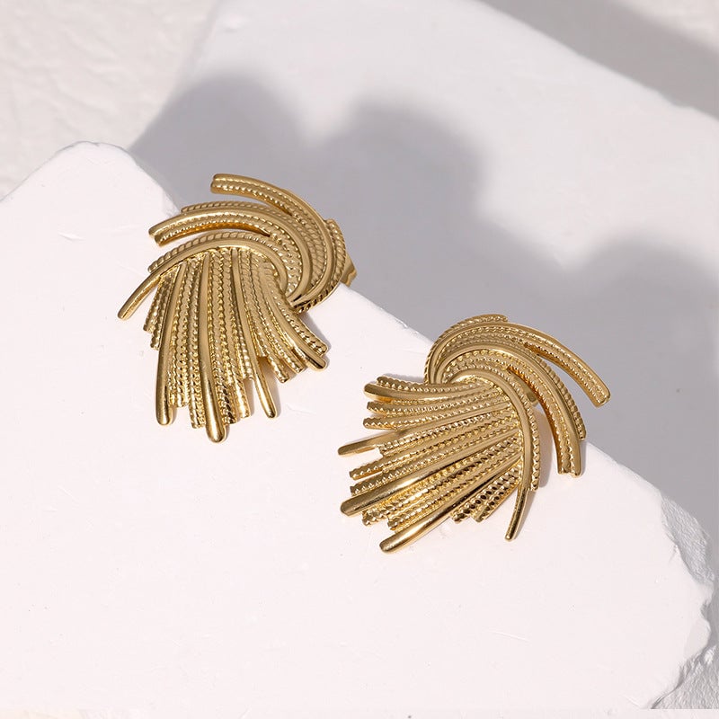 Irregular Geometric Stainless Steel Electroplating Stud Earrings