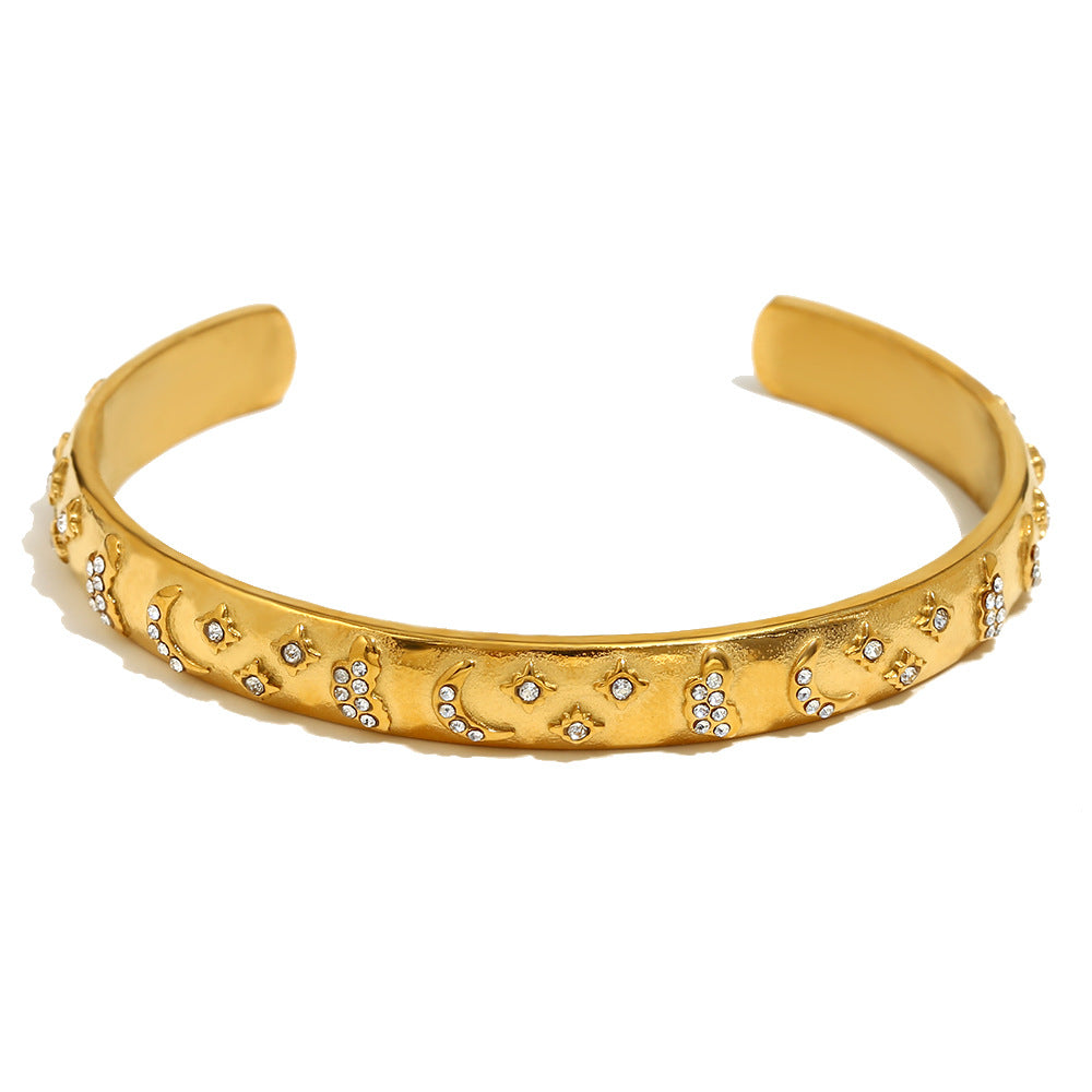 Ins Fashion Niche Advanced Versatile Ring Bracelet Stainless Steel 18K Gold Plated Tarot Earrings Female