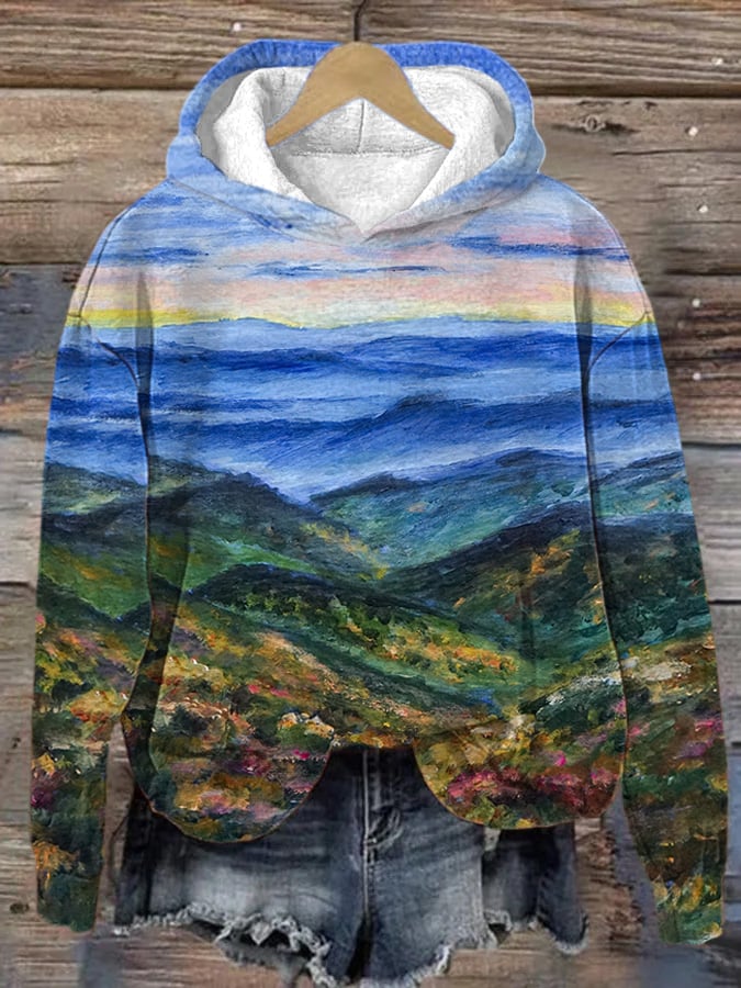 Women's Tennessee Mountain Strong Watercolor Art Hoodie