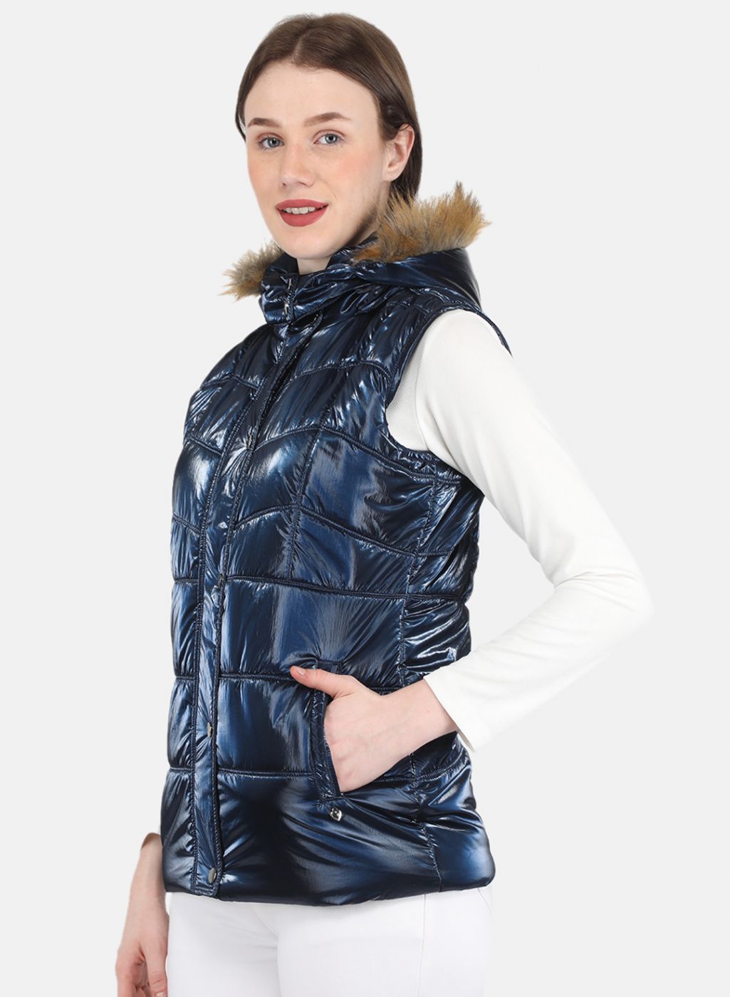 Women NAvy Blue Solid Jacket