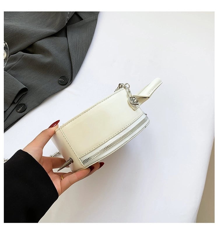 Women's Small Pu Leather Number Elegant Round Zipper Crossbody Bag