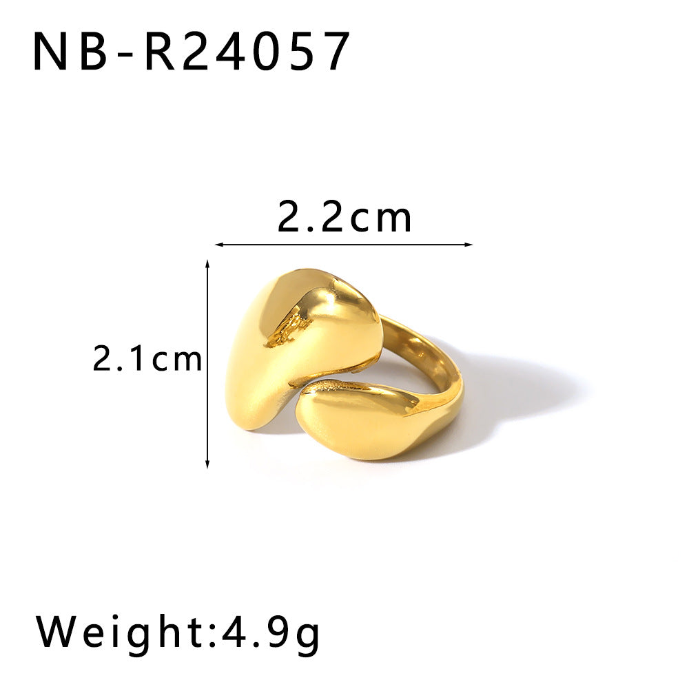 Hollow Open Titanium Steel Ring 18K Gold Line Special-Shaped Personality Winding Stainless Steel Exaggerated Ring