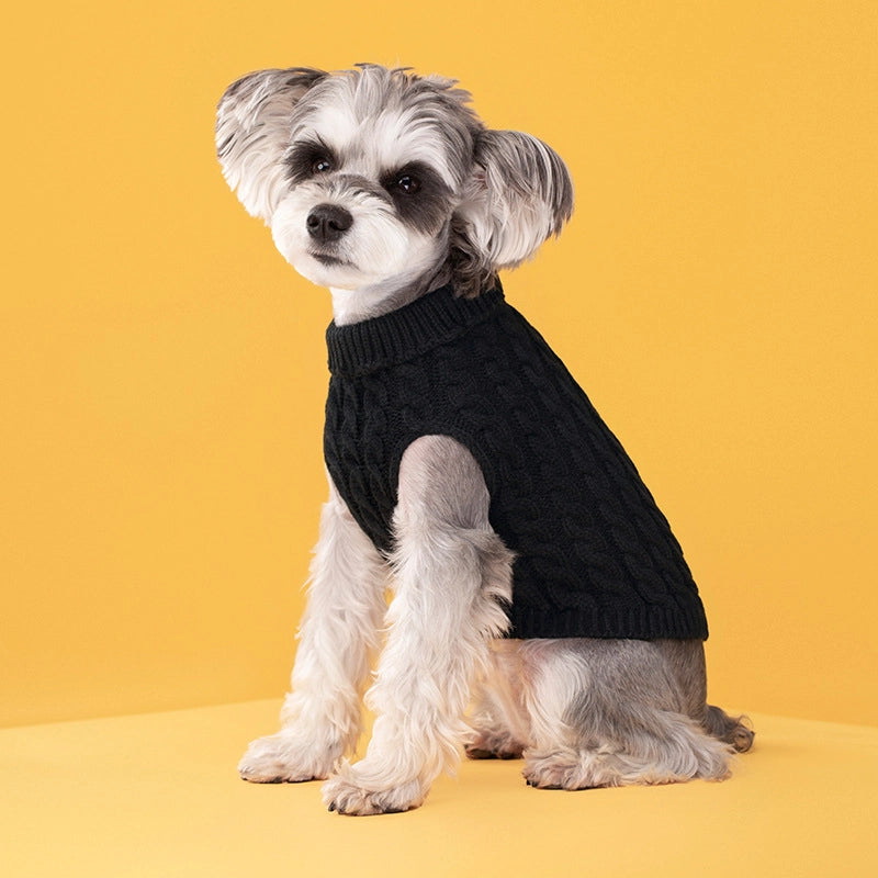 Winter New Fashion Candy Color Sweater Dog Cute Pet Warm Clothes Solid Color Twist Knitted Pullover