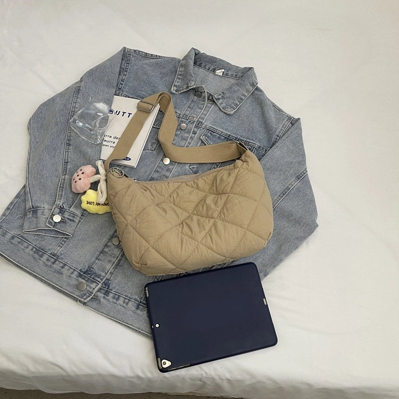 Women's Medium Cloth Solid Color Classic Style Streetwear Square Zipper Crossbody Bag
