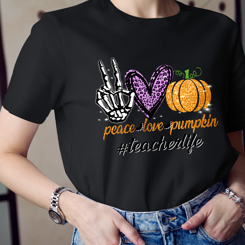 Peace Love Shining Pumpkin T-Shirt