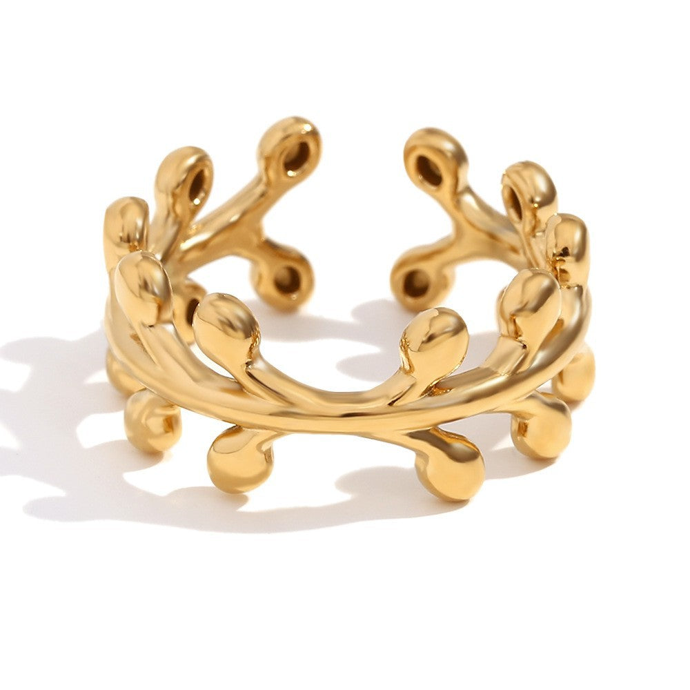 Retro Vintage Fashion Flower Stainless Steel Electroplating Rings