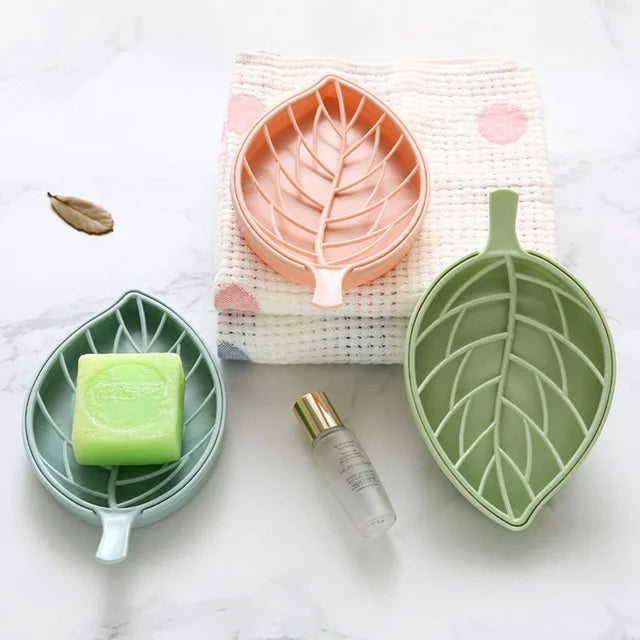 Leaf Shaped Soap Holder With Draining Tray