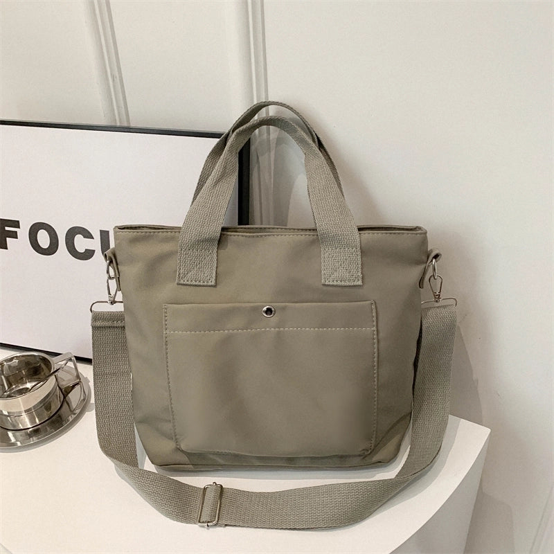 Women's Nylon Solid Color Basic Zipper Shoulder Bag