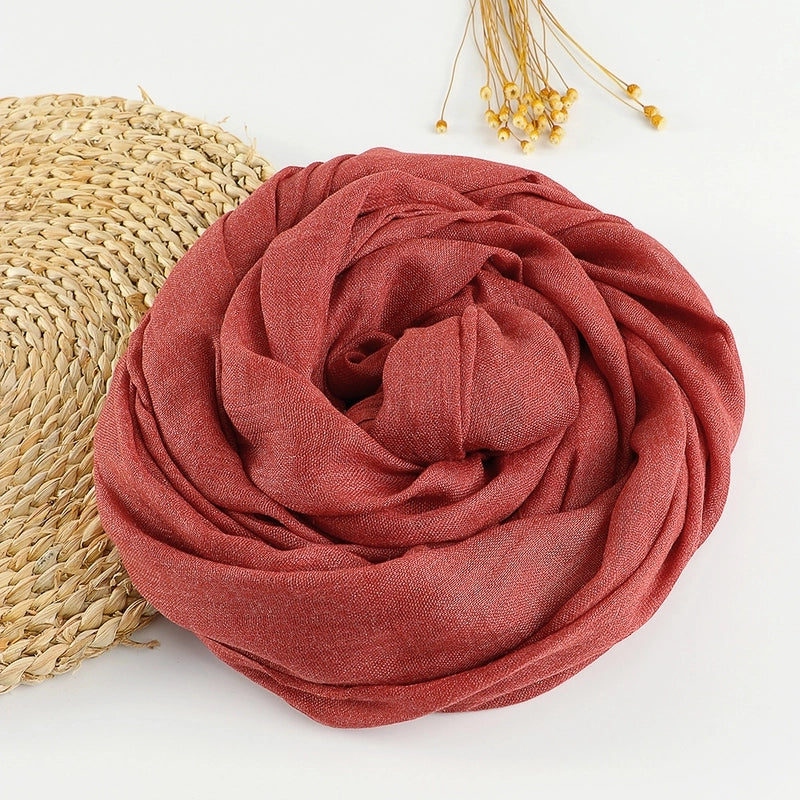 Women's Sweet Solid Color Cotton Silk Scarves